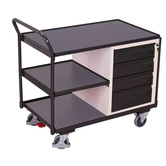 Verktøyvogn – 250 kg, 3 hyller og skuffer, EasySTOP main product photo