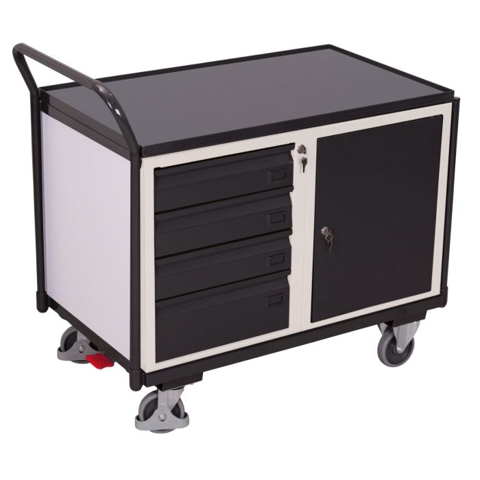 Verktøyvogn – 250 kg, skap og skuffer, EasySTOP main product photo