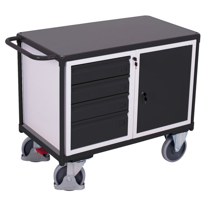 Verktøyvogn – 500 kg, 4 skuffer og skap, EasySTOP main product photo