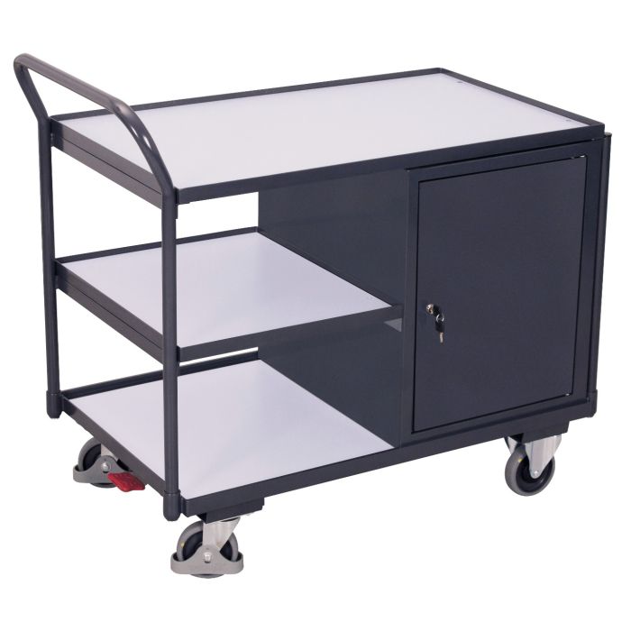 ESD-verktøyvogn – 250 kg, 2 hyller og skap, EasySTOP main product photo