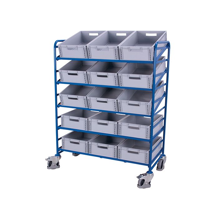 Euro-kassevogn inkl. 15 plastkasser main product photo