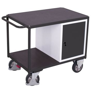Verktøyvogn – 1000 kg, stor modell, skap, 2 lastflater, EasySTOP