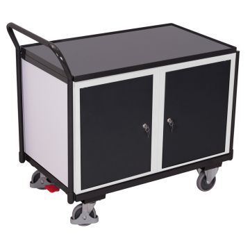 Verktøyvogn – 250 kg, 2 låsbare skap, EasySTOP